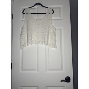 Adora Crochet Eyelet Detail Tank Top White One Size Nwt 38 Fairy Indie